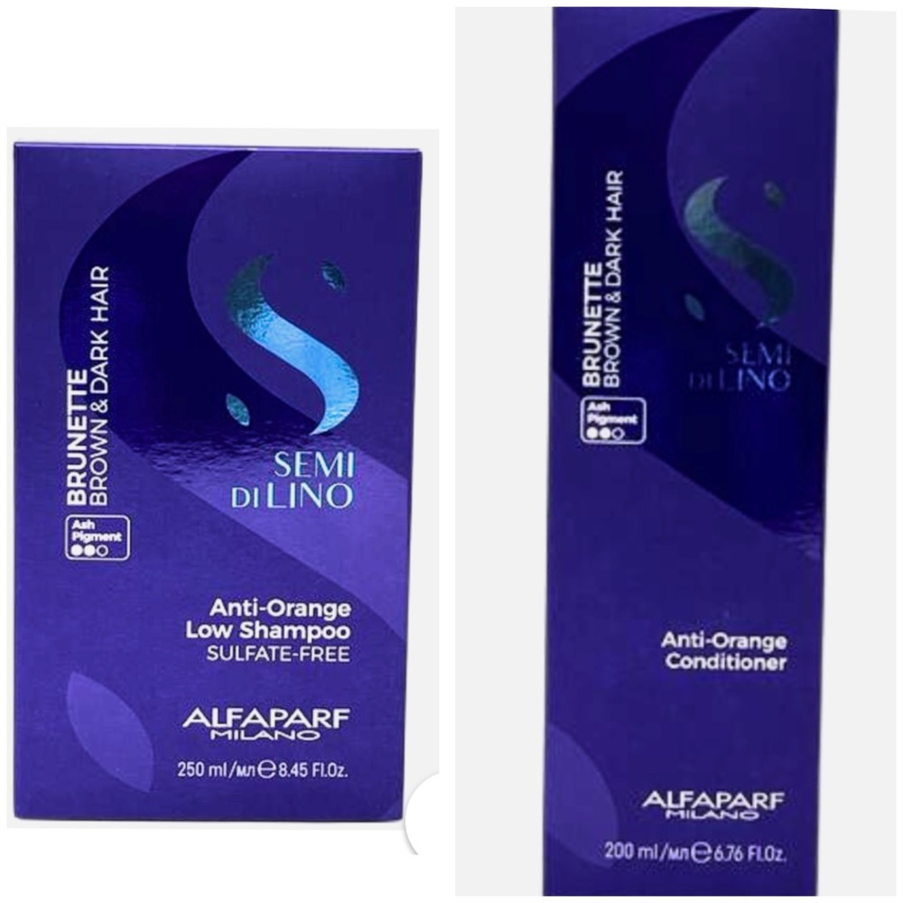 Alfaparf Set. Semi Di Lino Anti Orange Low Shampoo and Anti Orange Conditioner